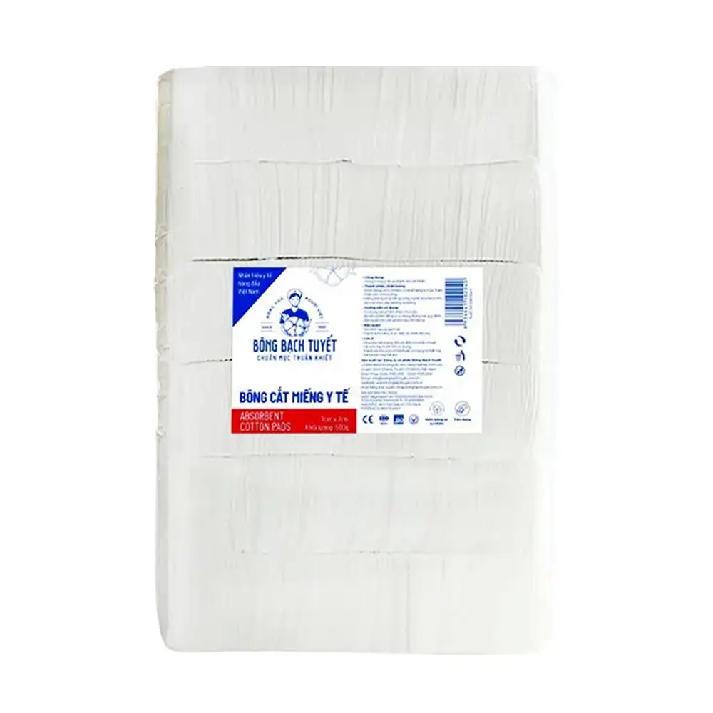 Bông Y Tế Cắt Miếng Bạch Tuyết 500g (7cm x 7cm) - Gói