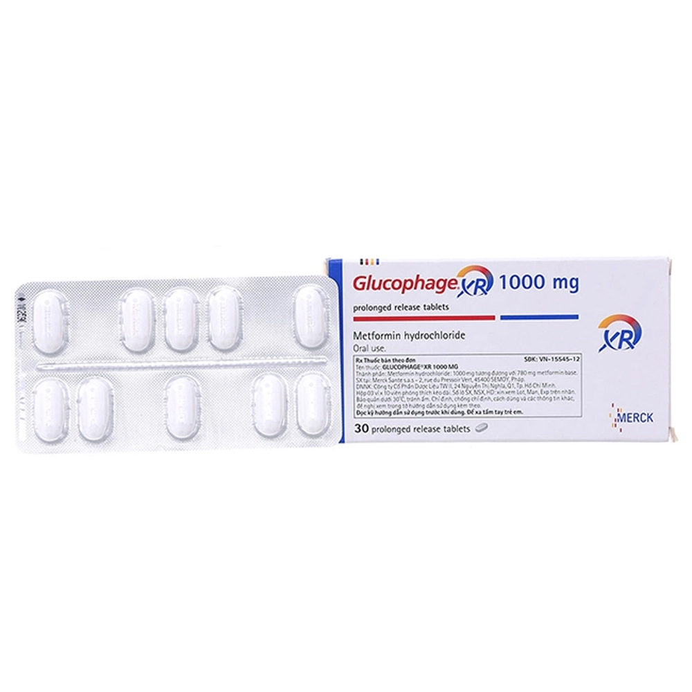 Glucophage XR 1000mg Merck 3 vỉ x 10 viên