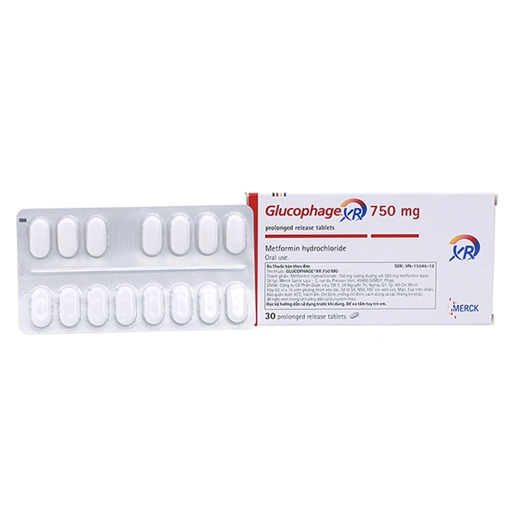 Glucophage XR 750mg 2 vỉ x 15 viên