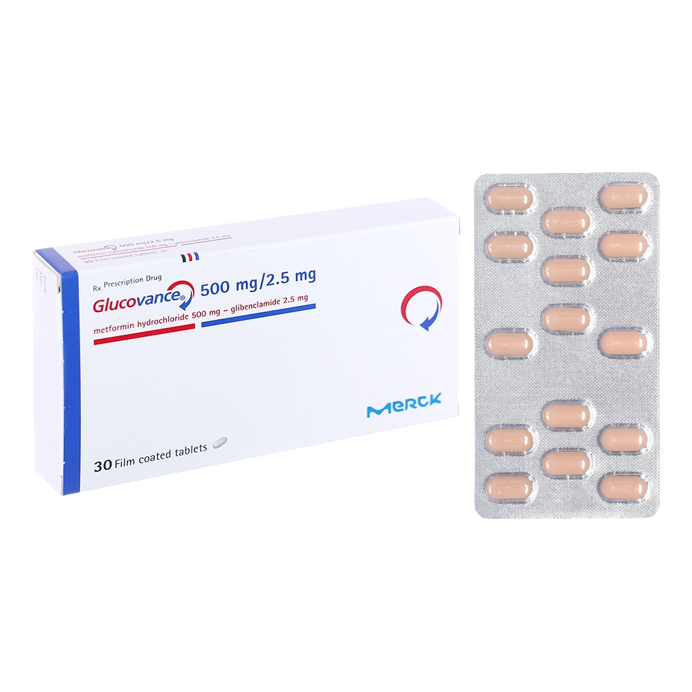 Glucovance 500mg/2.5mg Merck 2 vỉ x 15 viên