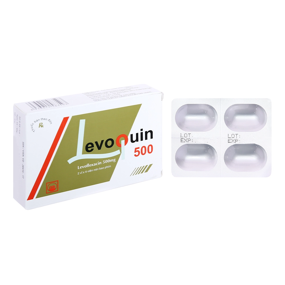 Levoquin 500 (Levofloxacin 500 mg) Pymepharco 2 vỉ x 4 viên