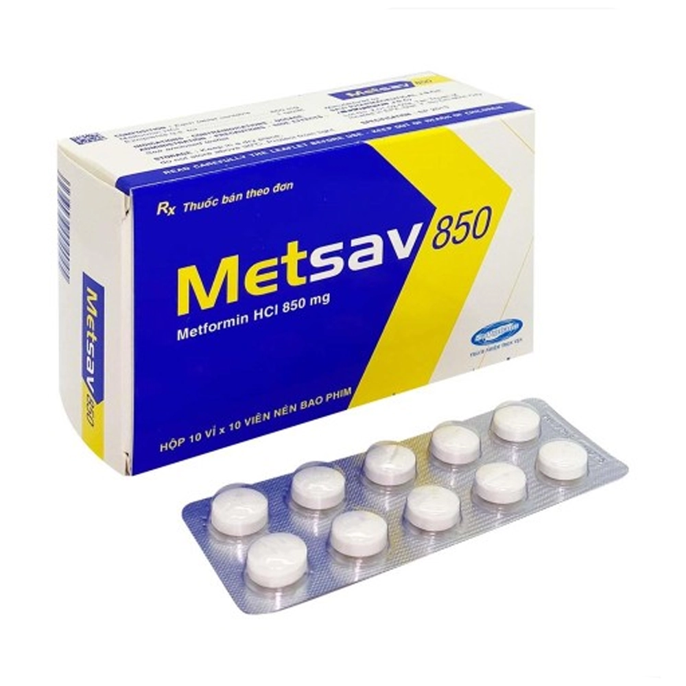 Metsav 850 (Metformin 850mg) Savipharm 10 vỉ x 10 viên