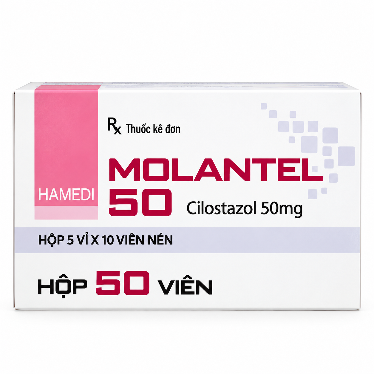 Molantel 50 (Cilostazol 50mg) Hà Nam 5 vỉ x 10 viên