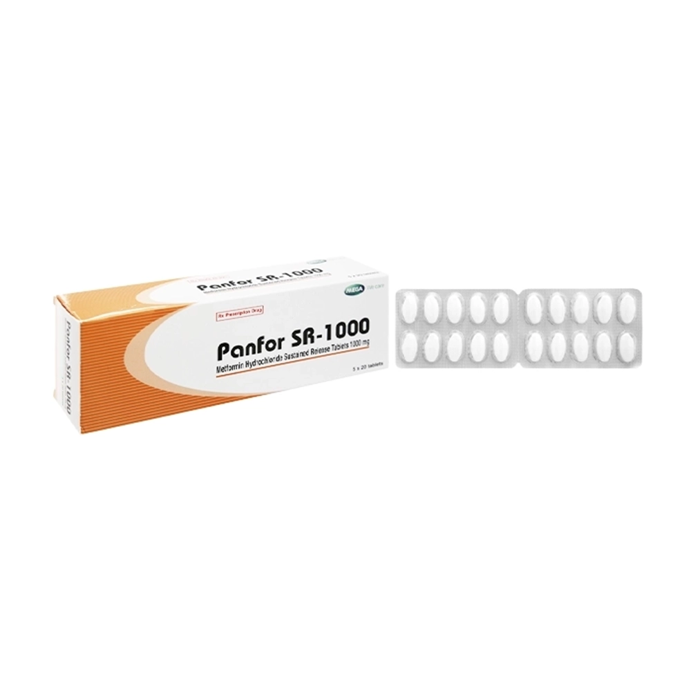 Panfor SR-1000 (Metformin 1000mg) Mega 5 vỉ x 20 viên