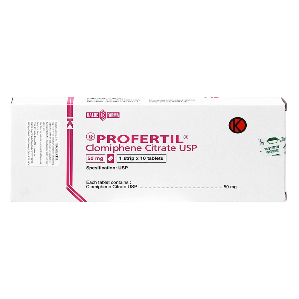 Profertil 50mg (Clomiphen 50mg) Kalbe 1 vỉ x 10 viên