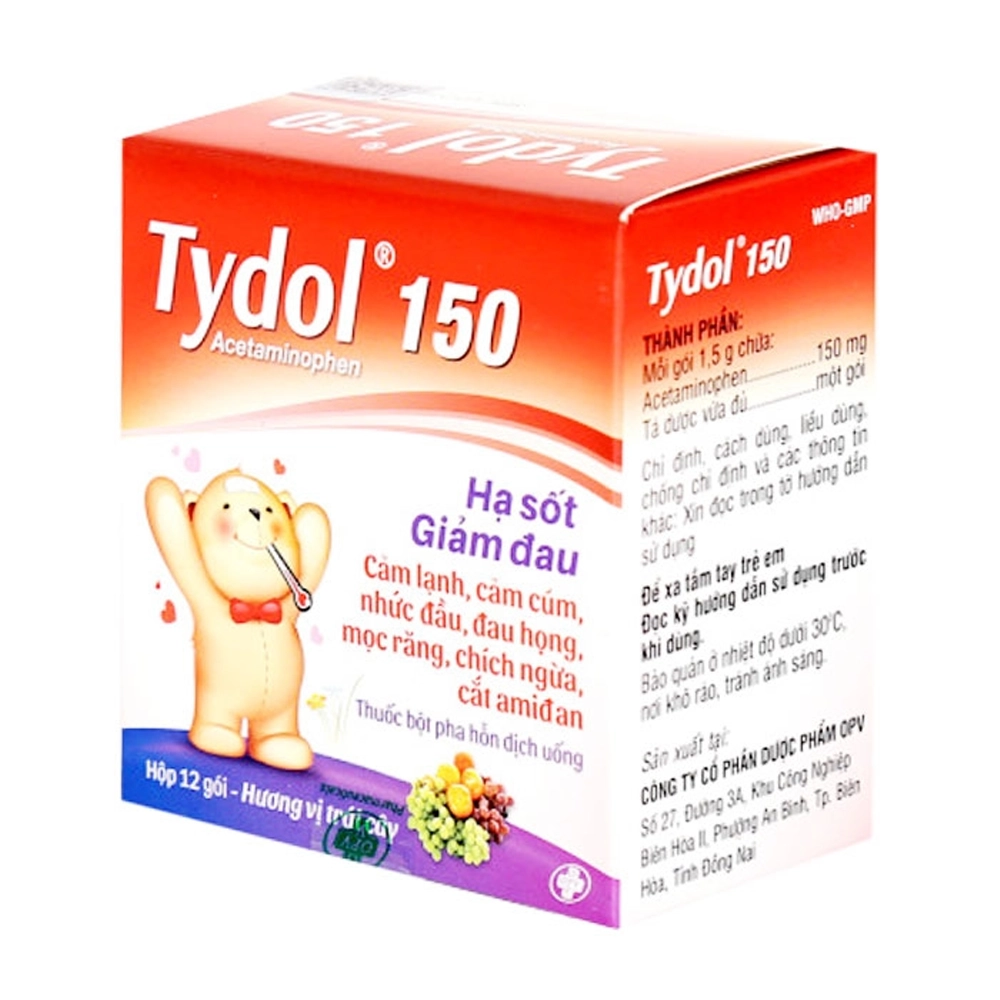 Tydol 150mg (Acetaminophen 150mg) OPV 12 gói x 1.5g
