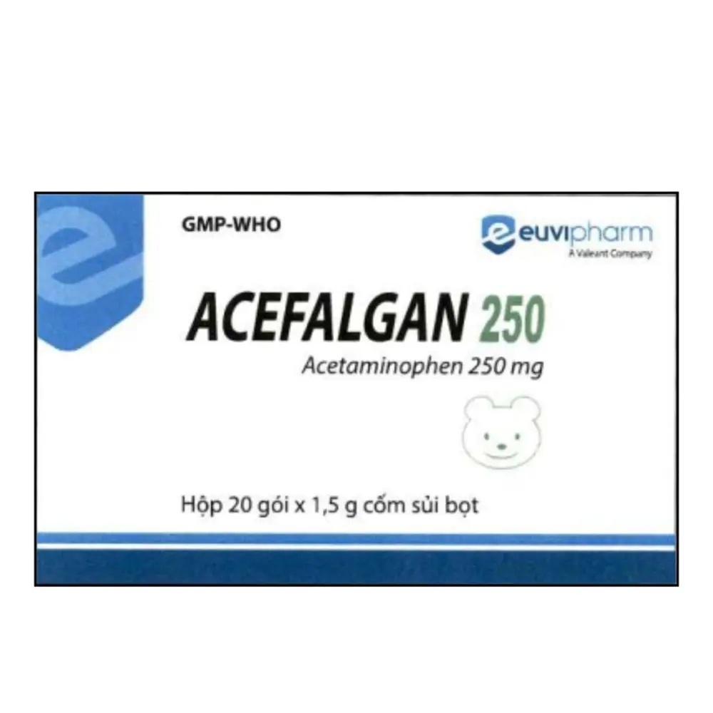 Acefalgan 250 Euvipharm hộp 20 gói x 1.5g