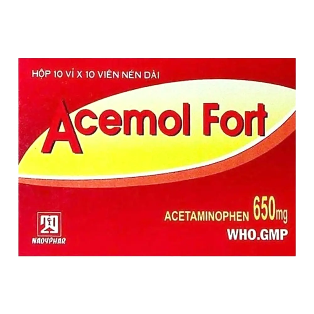 Acemol Fort (Acetaminophen 650 mg) Nadyphar 10 vỉ x 10 viên