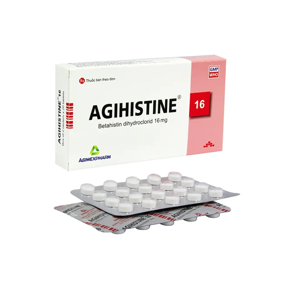Agihistine 16 (Betahistine 16 mg) Agimexpharm 2 vỉ x 20 viên