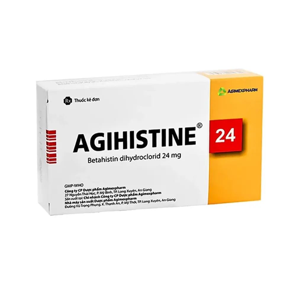 Agihistine 24 (Betahistine 24 mg) Agimexpharm 3 vỉ x 10 viên