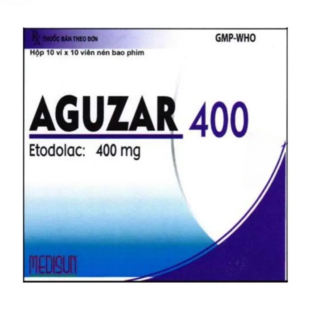 Aguzar 400 (Etodolac 400 mg) Medisun 10 vỉ x 10 viên