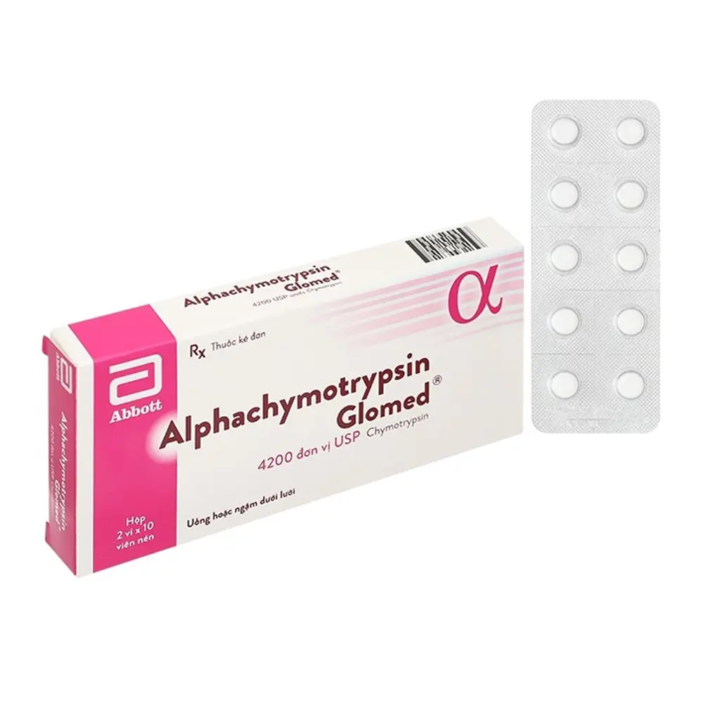 Alphachymotrypsin Glomed Abbott 2 vỉ x 10 viên