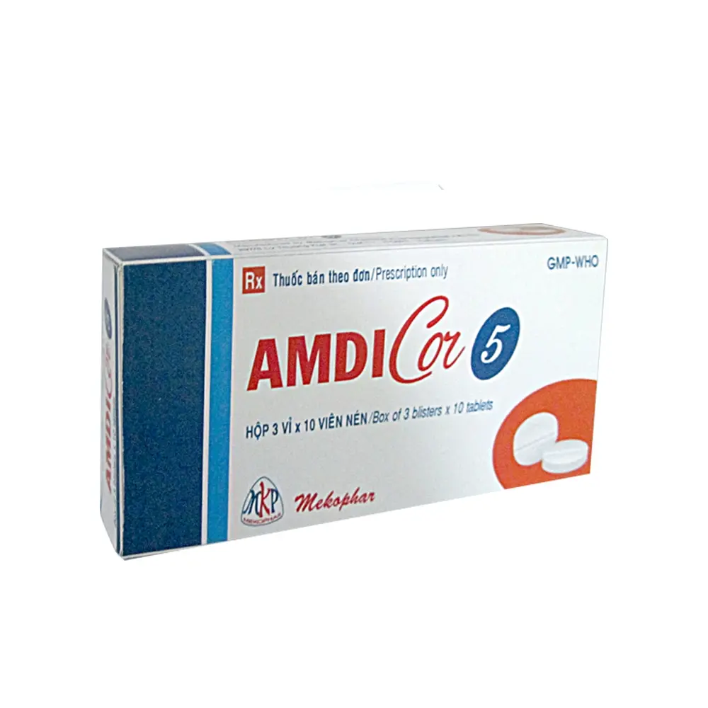 Amdicor 5 (Amlodipine 5 mg) Mekophar 3 vỉ x 10 viên