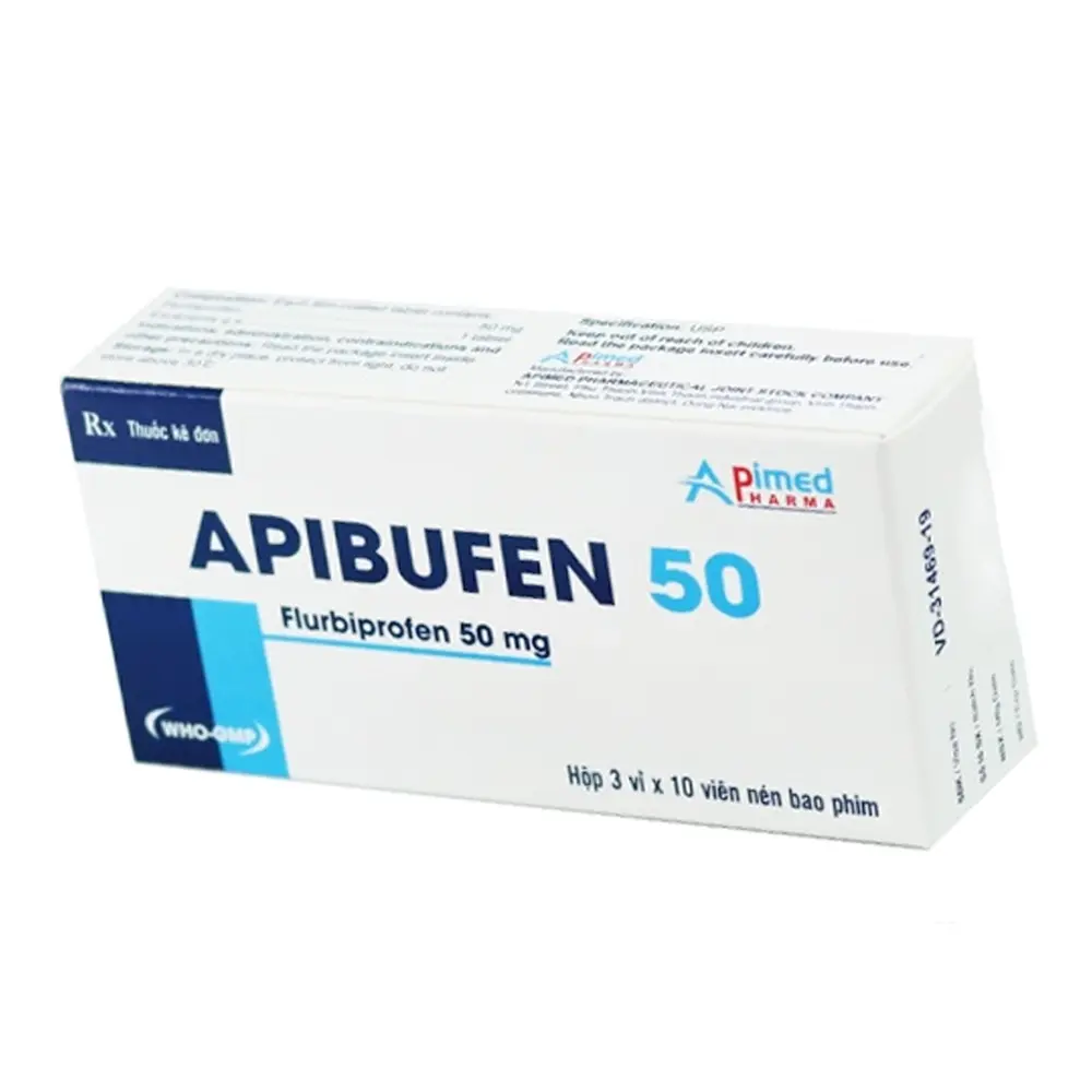 Apibufen 50 (Flurbiprofen 50 mg) Apimed 3 vỉ x 10 viên