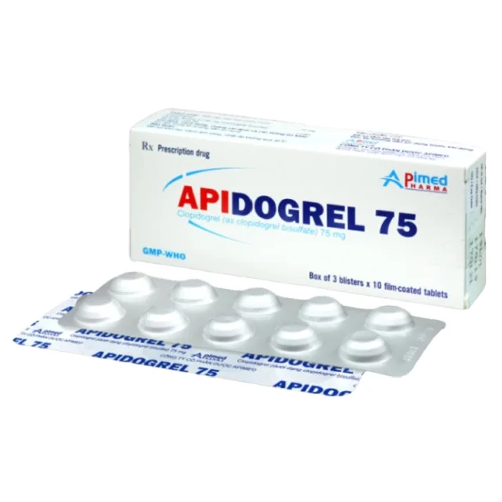 Apidogrel 75 Apimed 3 vỉ x 10 viên