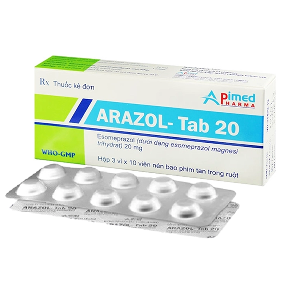 Arazol-Tab 20 (Esomeprazole 20mg) Apimed 3 vỉ x 10 viên