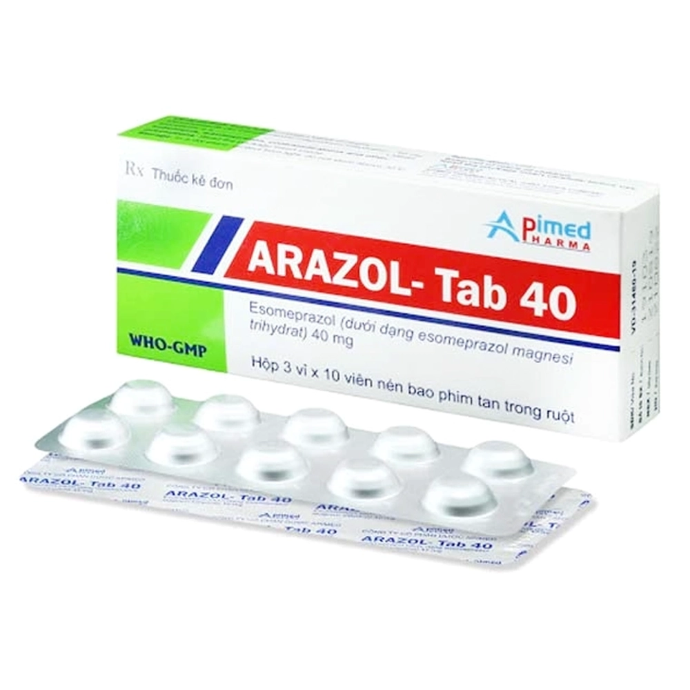Arazol-Tab 40 (Esomeprazole 40mg) Apimed 3 vỉ x 10 viên