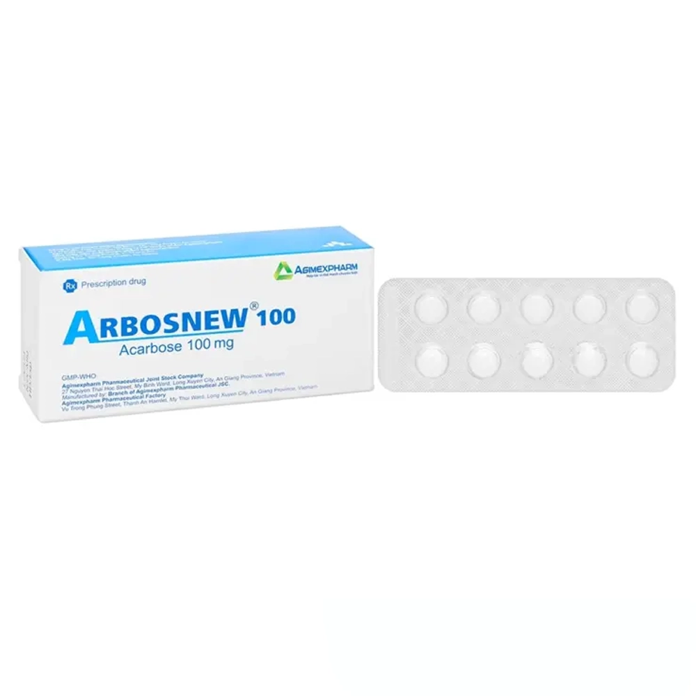 Arbosnew 100 (Acarbose 100mg) Agimexpharm 3 vỉ x 10 viên