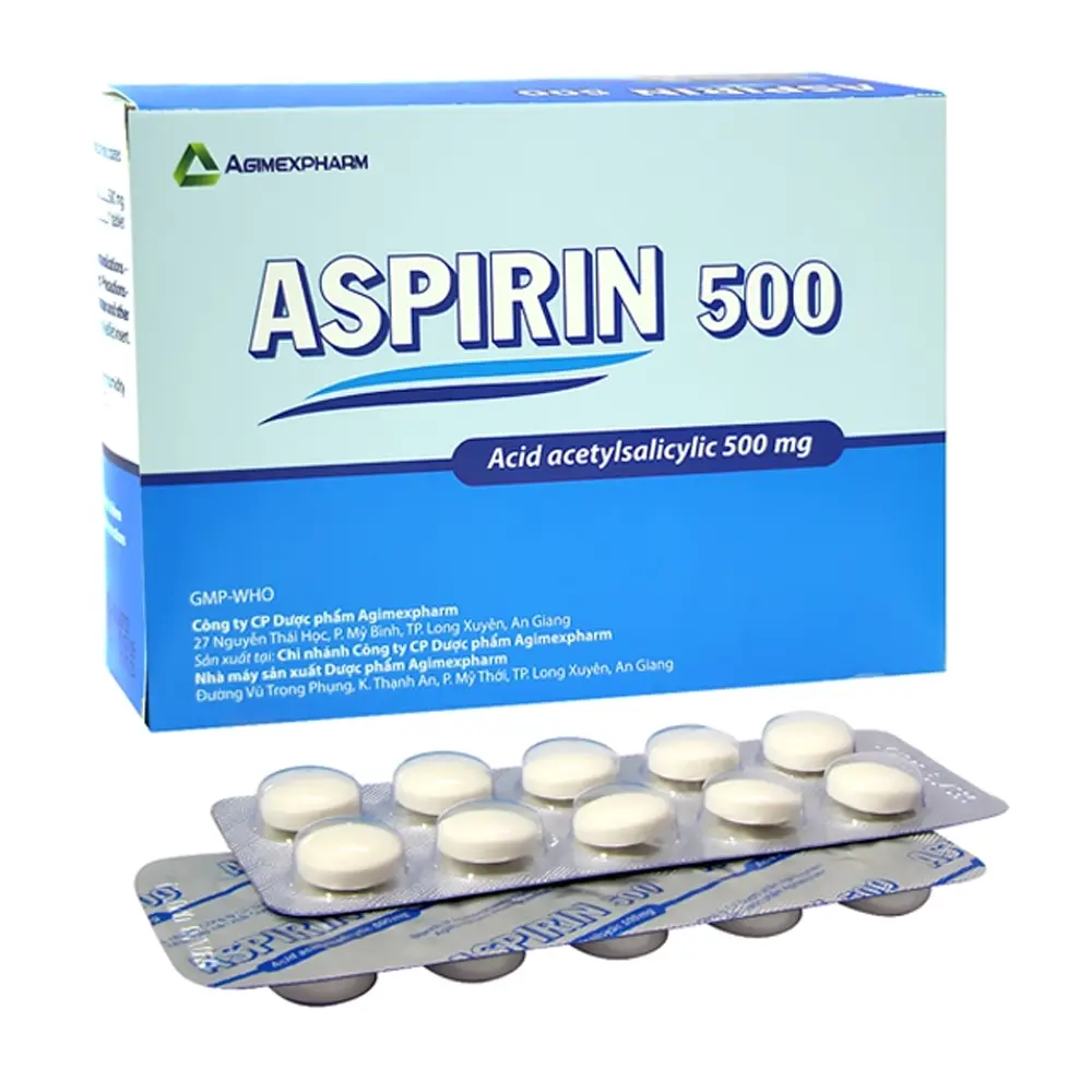 Aspirin 500 Agimexpharm 10 vỉ x 10 viên