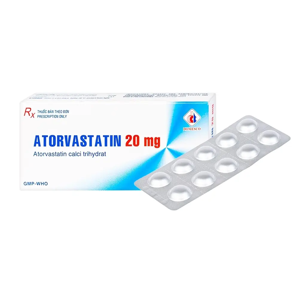 Atorvastatin 20 mg Domesco 2 vỉ x 10 viên