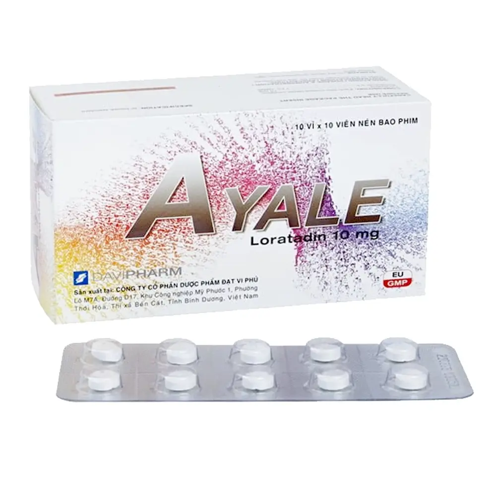 Ayale 10 mg (Loratadine 10mg) Davipharm 10 vỉ x 10 viên