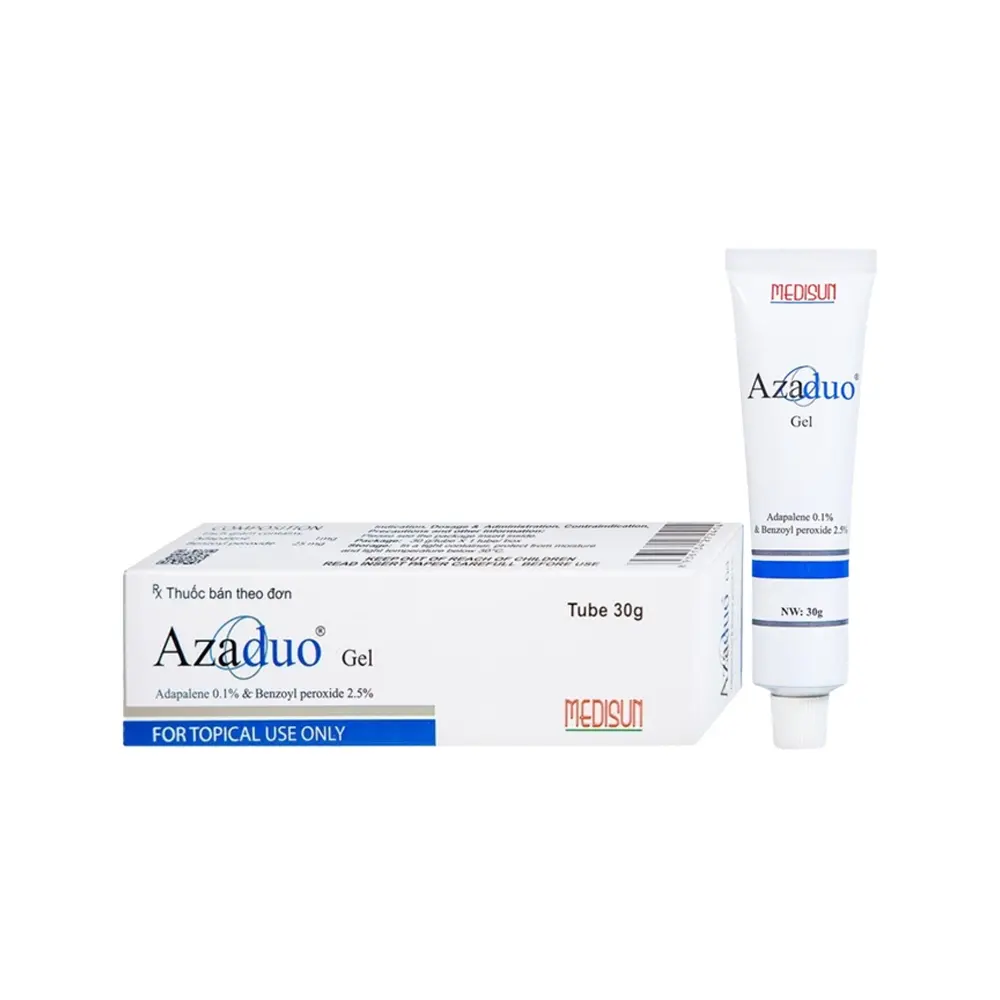 Azaduo Gel (Adapalene/Benzoyl peroxid 0.1%/2.5%) Medisun 1 Tuýp x 30g