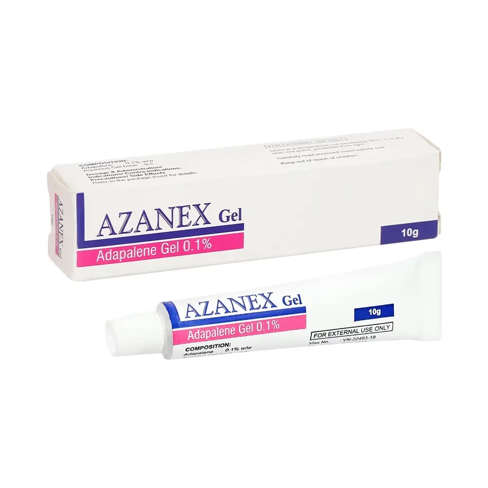 Azanex Gel 0.1% (Adapalene 0.1% kl/kl) U Square 1 Tuýp x 10g