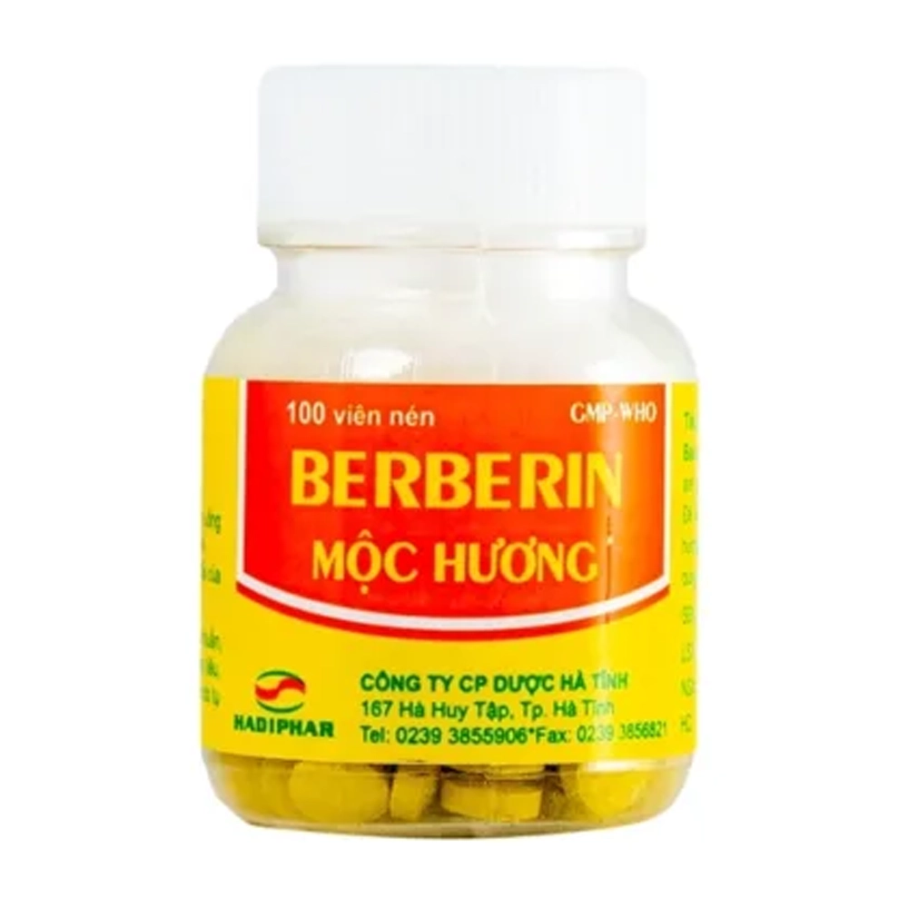 Berberin Mộc Hương Hadiphar lọ 100 viên