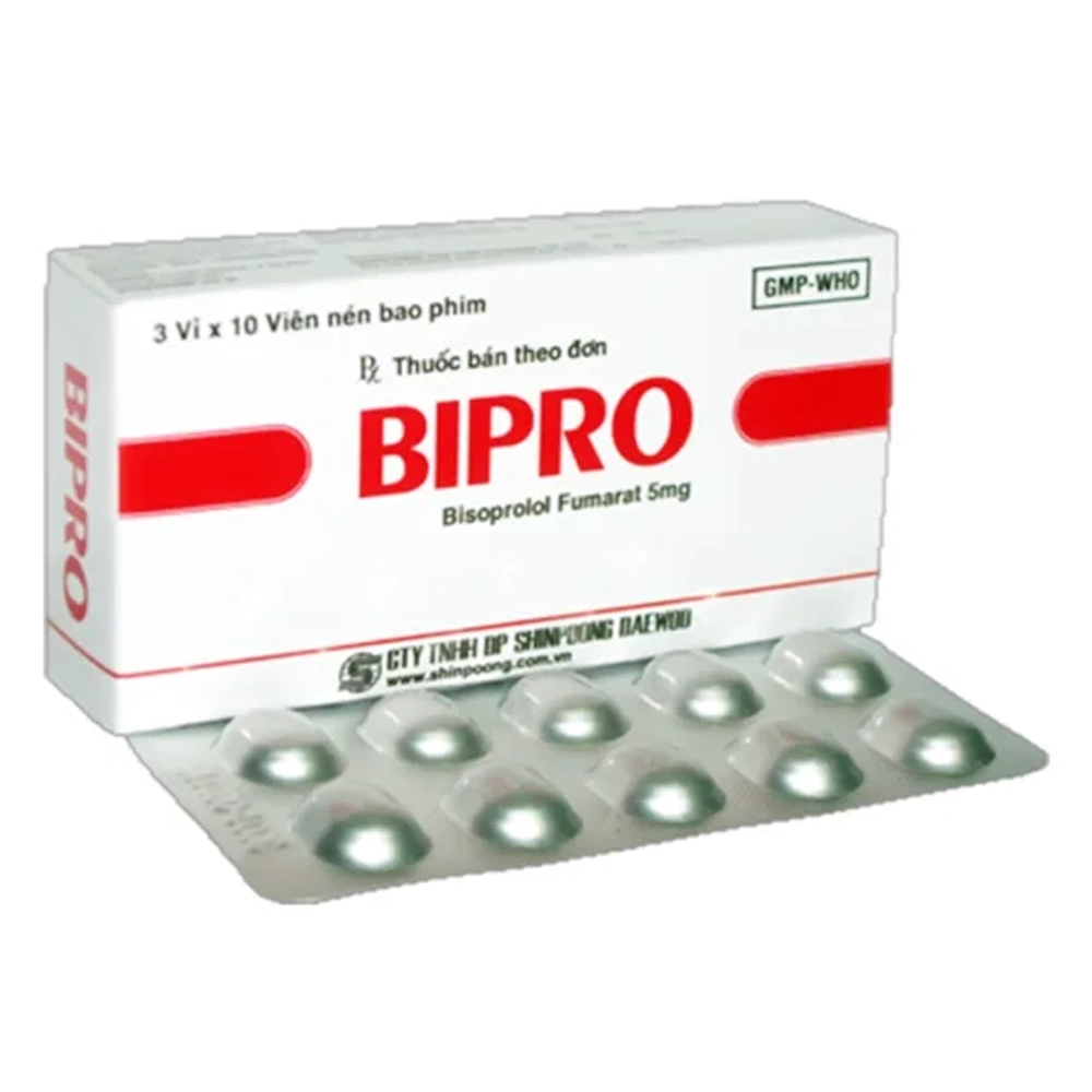 Bipro 5mg (Bisoprolol 5mg) Shinpoong 3 vỉ x 10 viên