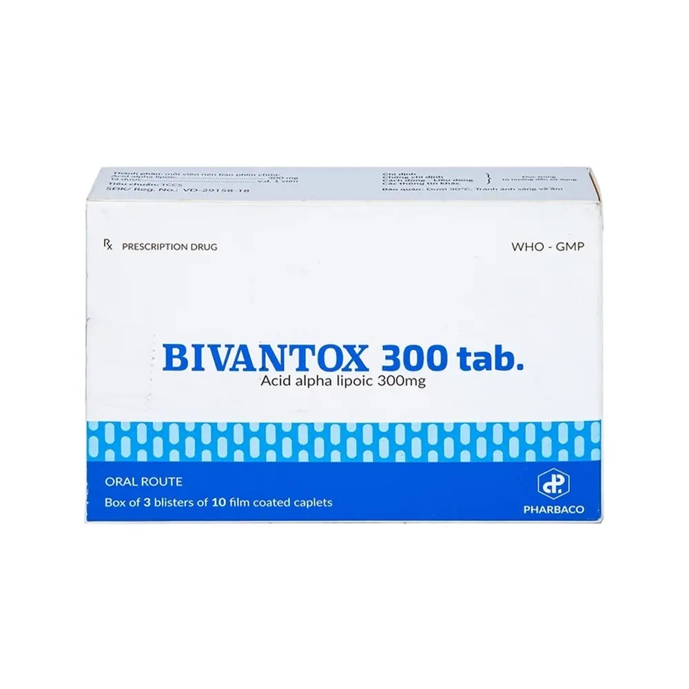Bivantox 300 (Acid alpha lipoic 300 mg) Pharbaco 3 vỉ x 10 viên