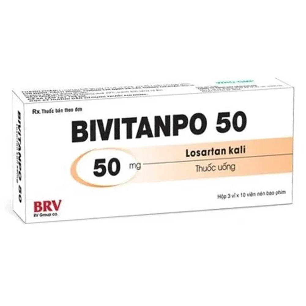 Bivitanpo 50 (Losartan 50mg) BRV Healthcare 3 vỉ x 10 viên