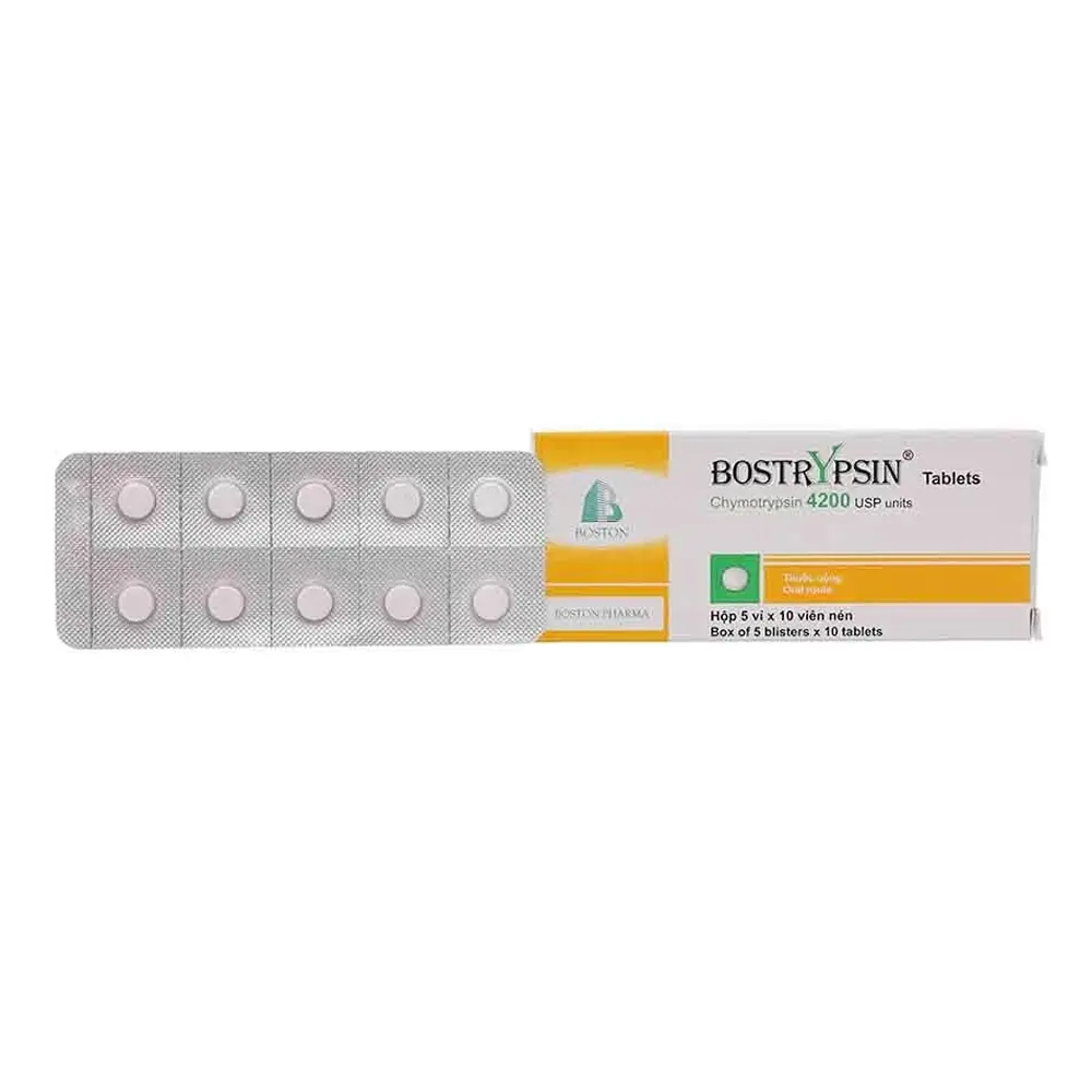 Bostrypsin 4200 USP Boston Pharma 5 vỉ x 10 viên