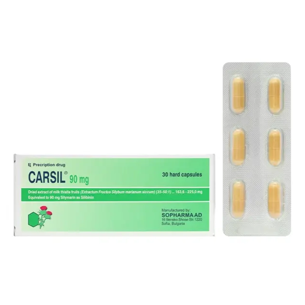 Carsil 90mg (Silymarin 90mg) Sopharma 5 vỉ x 6 viên