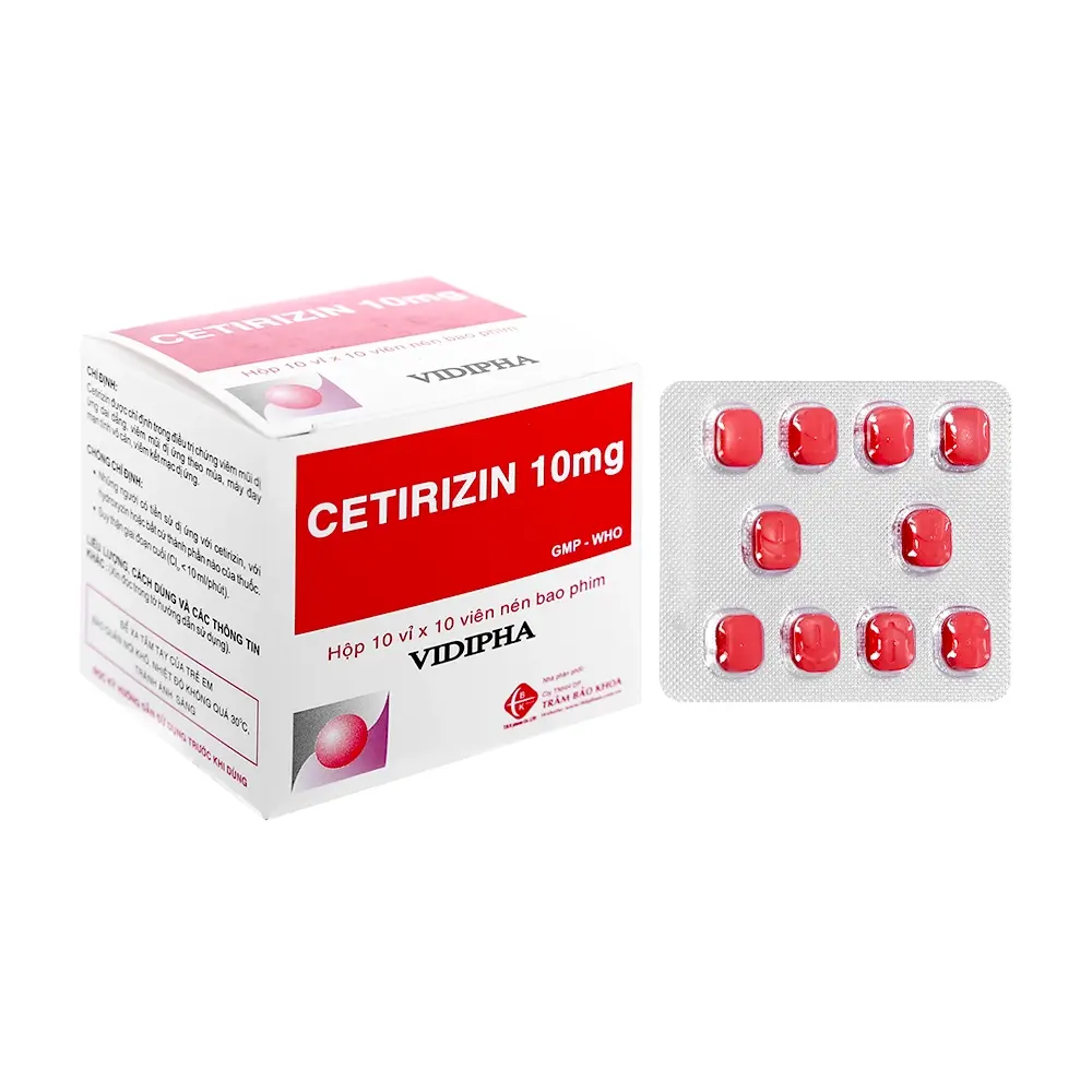 Cetirizin 10mg Vidipha 10 vỉ x 10 viên