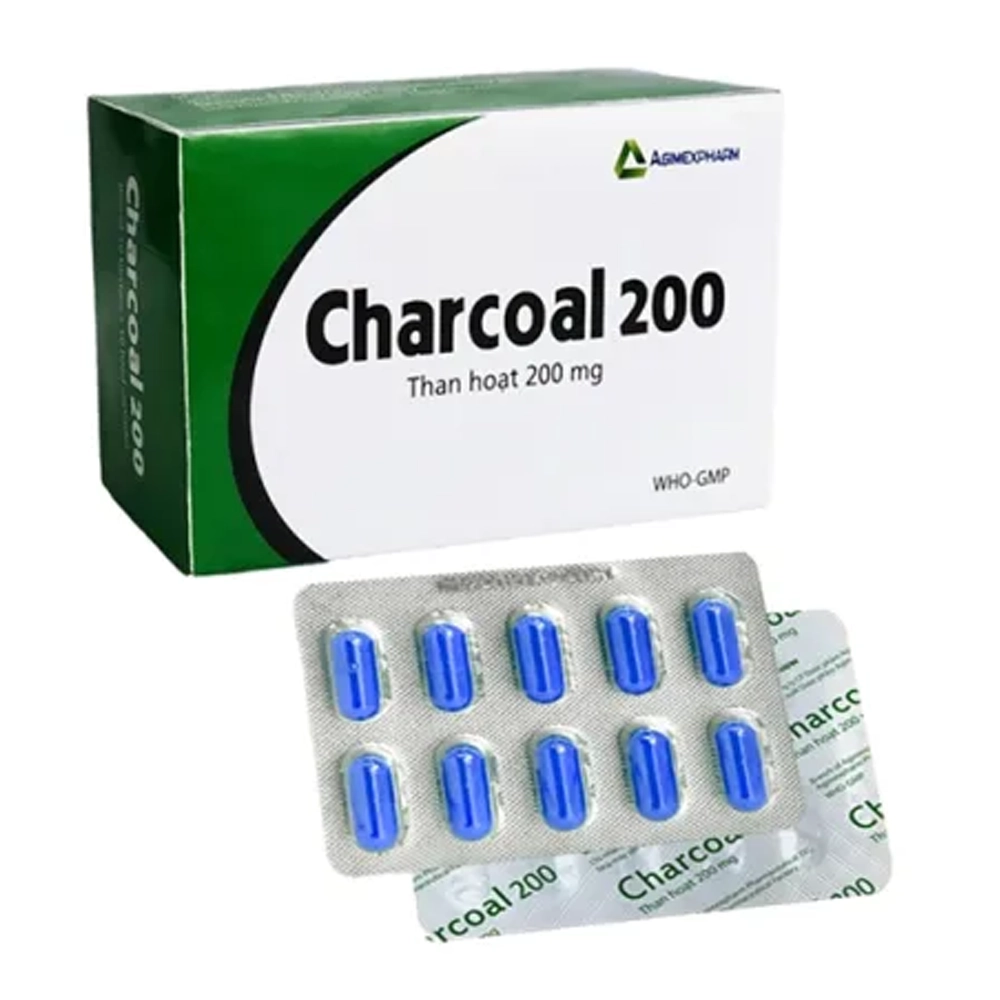 Charcoal 200 Agimexpharm 10 vỉ x 10 viên