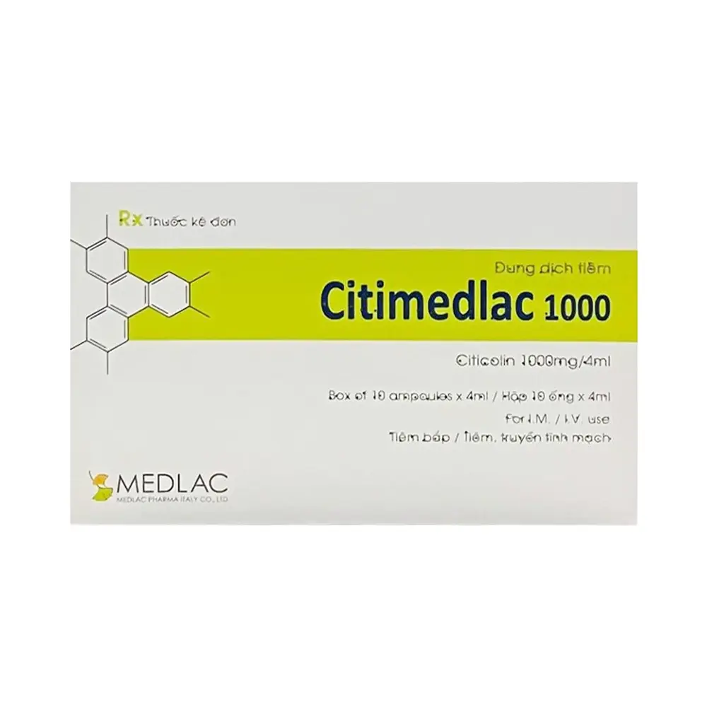 Citimedlac 1000 (Citicolin 1000 mg) Medlac 10 ống x 4ml