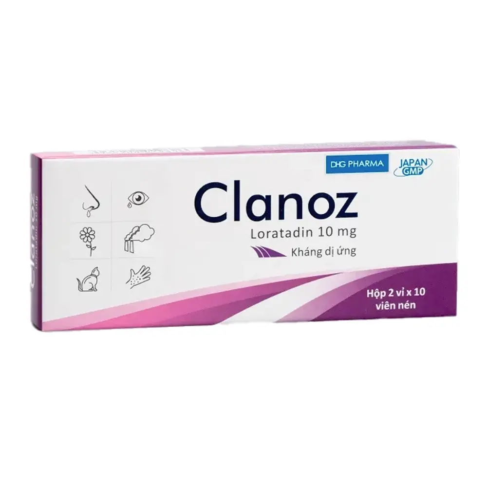 Clanoz 10 mg (Loratadine 10mg) DHG 2 vỉ x 10 viên