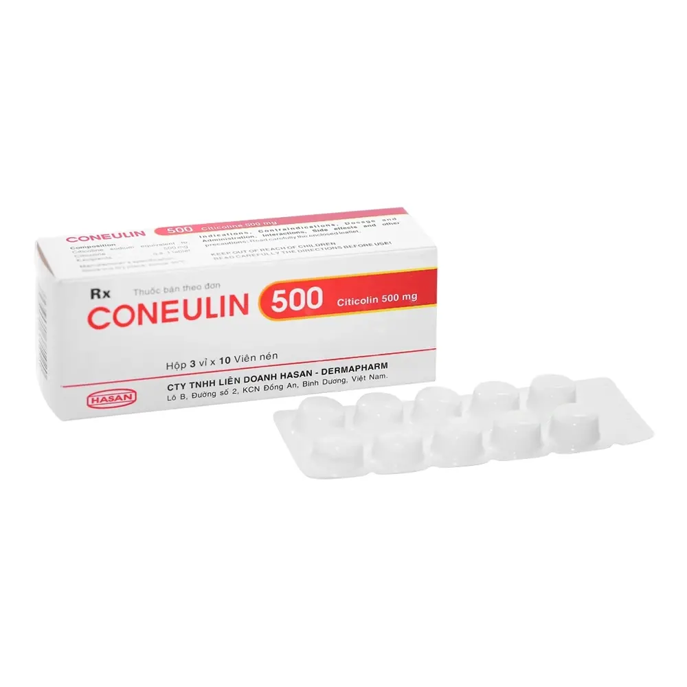 Coneulin 500 (Citicolin 500 mg) Hasan 3 vỉ x 10 viên