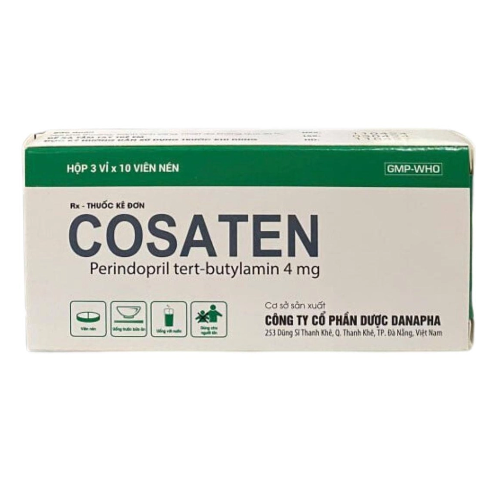 Cosaten 4mg (Perindopril 4mg) Danapha 3 vỉ x 10 viên