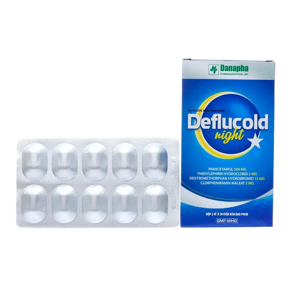 Deflucold Night Danapha 2 vỉ x 10 viên