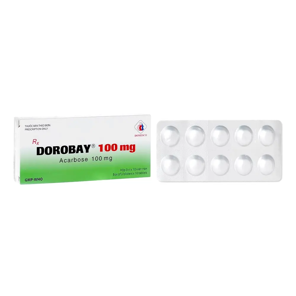 Dorobay 100 (Acarbose 100 mg) Domesco 3 vỉ x 10 viên