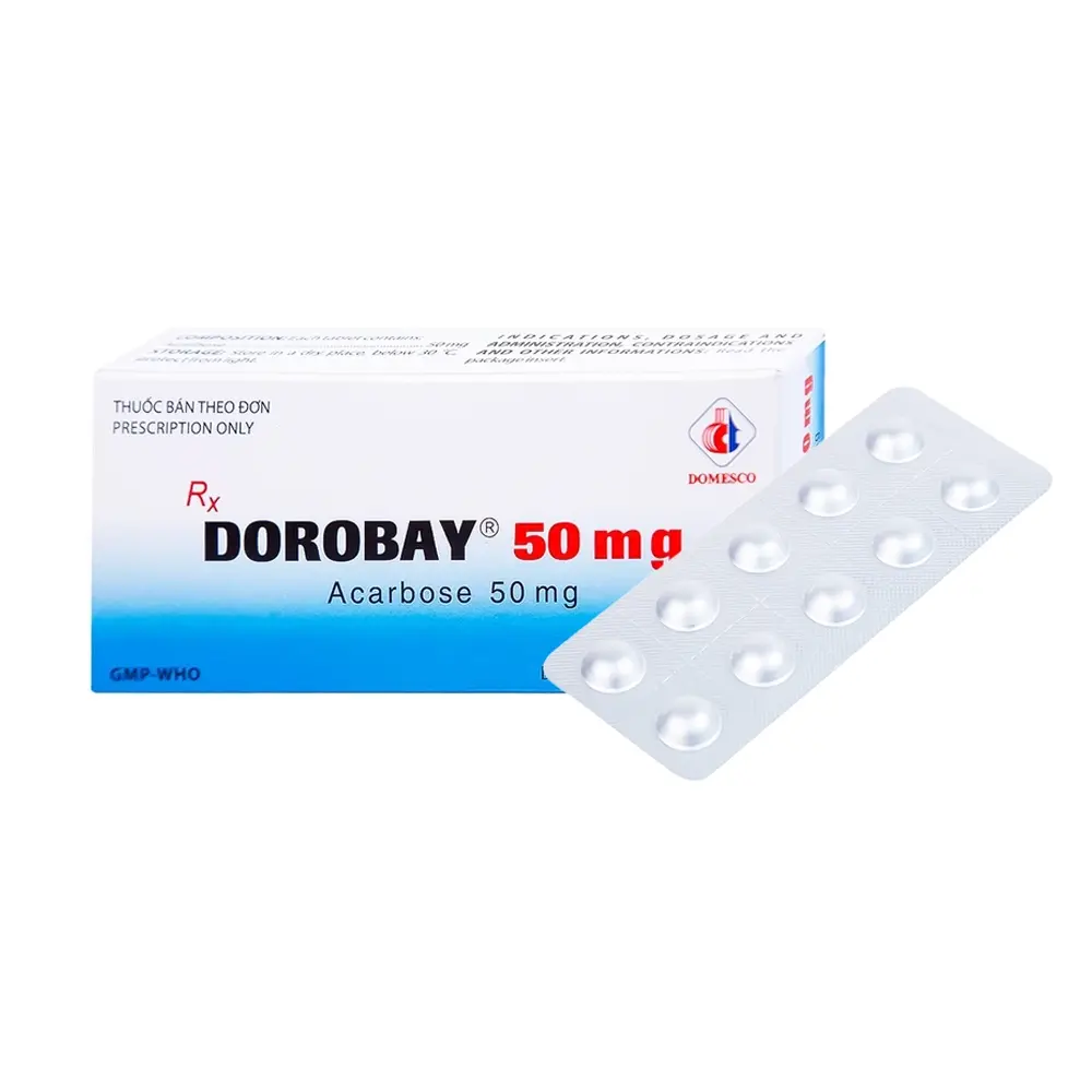 Dorobay 50 (Acarbose 50 mg) Domesco 3 vỉ x 10 viên