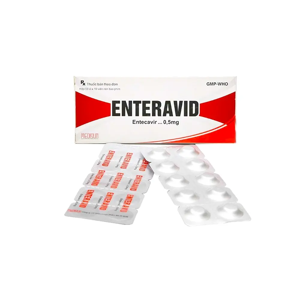 Enteravid 0.5 (Entecavir 0.5 mg) Medisun 3 vỉ x 10 viên