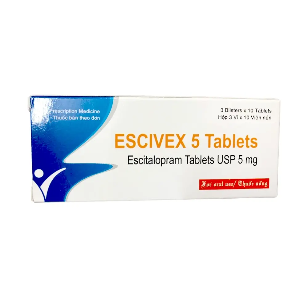 Escivex 5 Tablets (Escitalopram 5 mg) Akums 3 vỉ x 10 viên