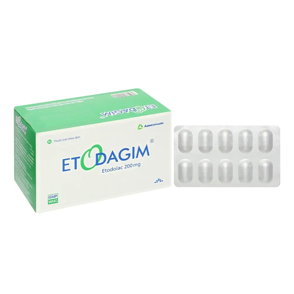 Etodagim (Etodolac 200 mg) Agimexpharm 10 vỉ x 10 viên