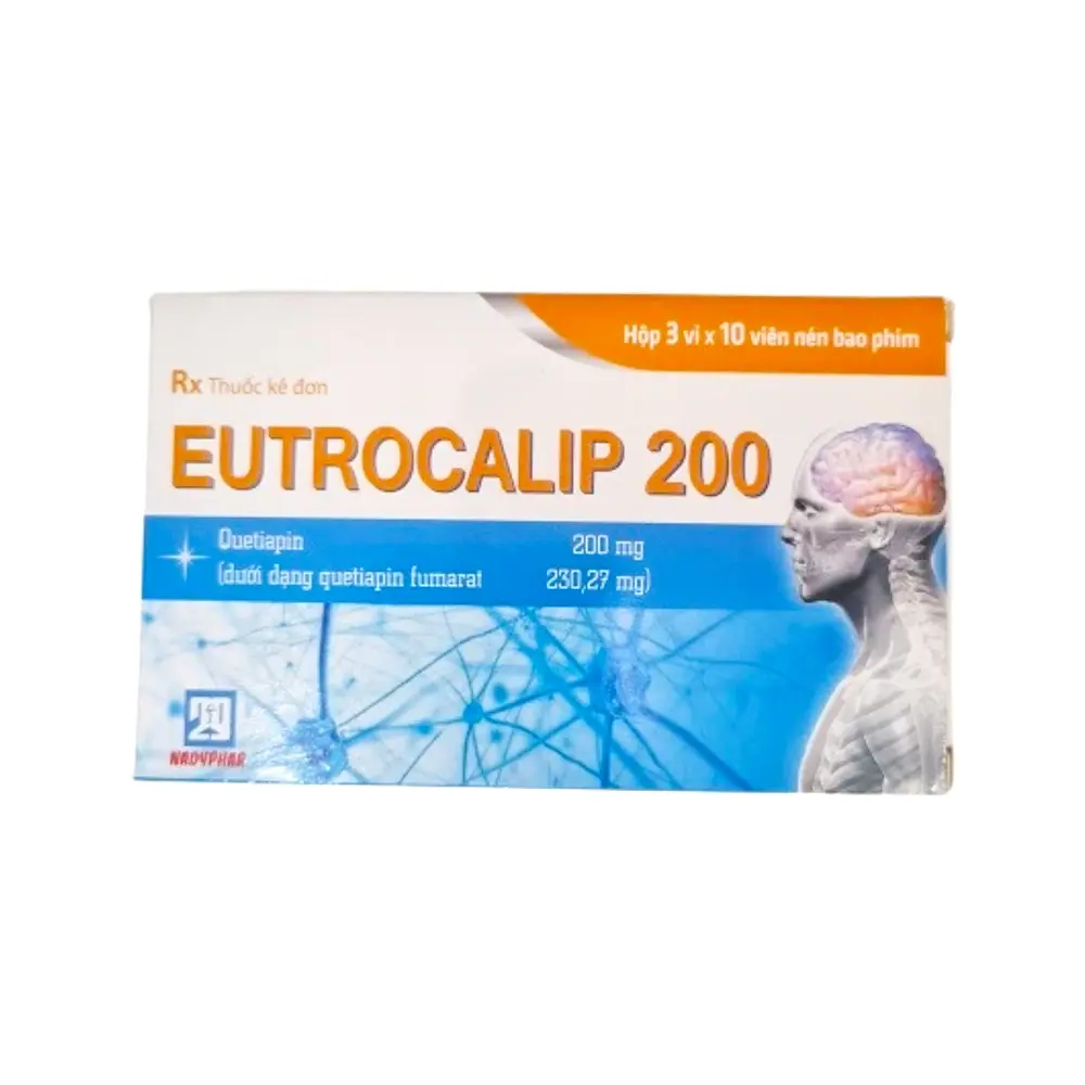 Eutrocalip 200 (Quetiapin 200 mg) Nadyphar 3 vỉ x 10 viên