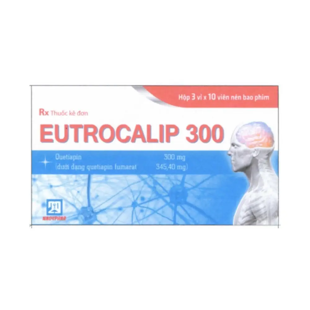 Eutrocalip 300 (Quetiapin 300 mg) Nadyphar 3 vỉ x 10 viên