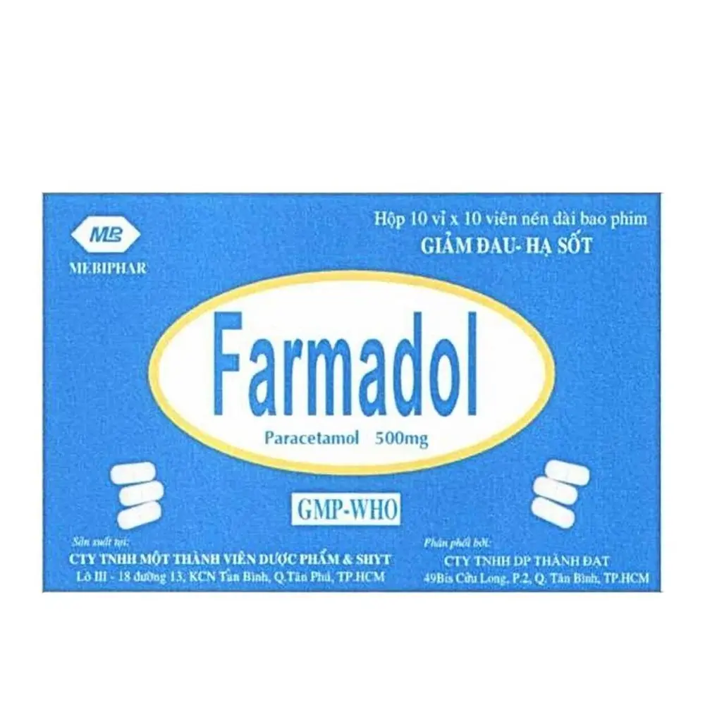 Farmadol 500 mg Mebiphar 10 vỉ x 10 viên
