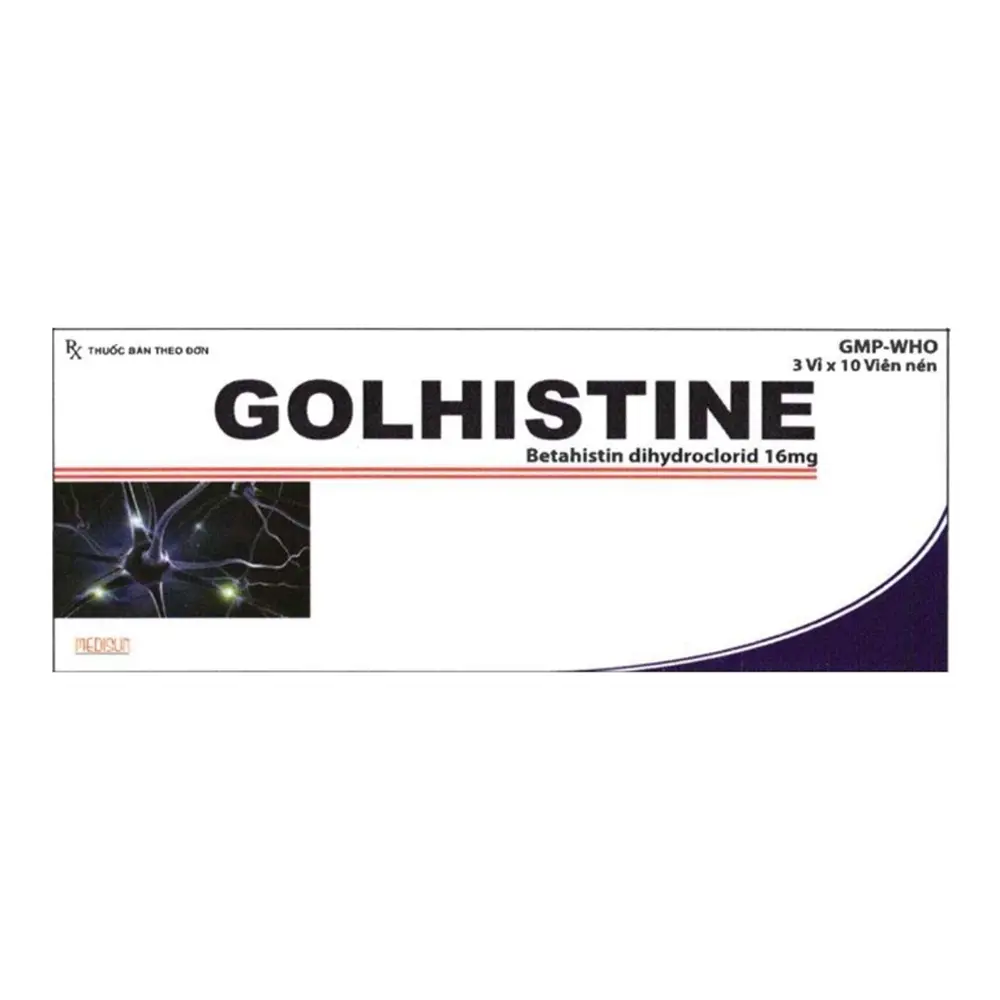 Golhistine 16 (Betahistine 16 mg) Medisun 3 vỉ x 10 viên