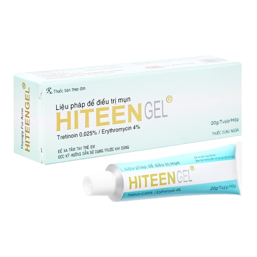 Hiteen Gel (Erythromycin/Tretinoin 800 mg/5 mg) Phil Inter Pharma 1 tuýp x 20g